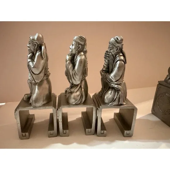 Tumasek Solid Pewter – Eight Immortals & Auspicious Animals (Set of 6)